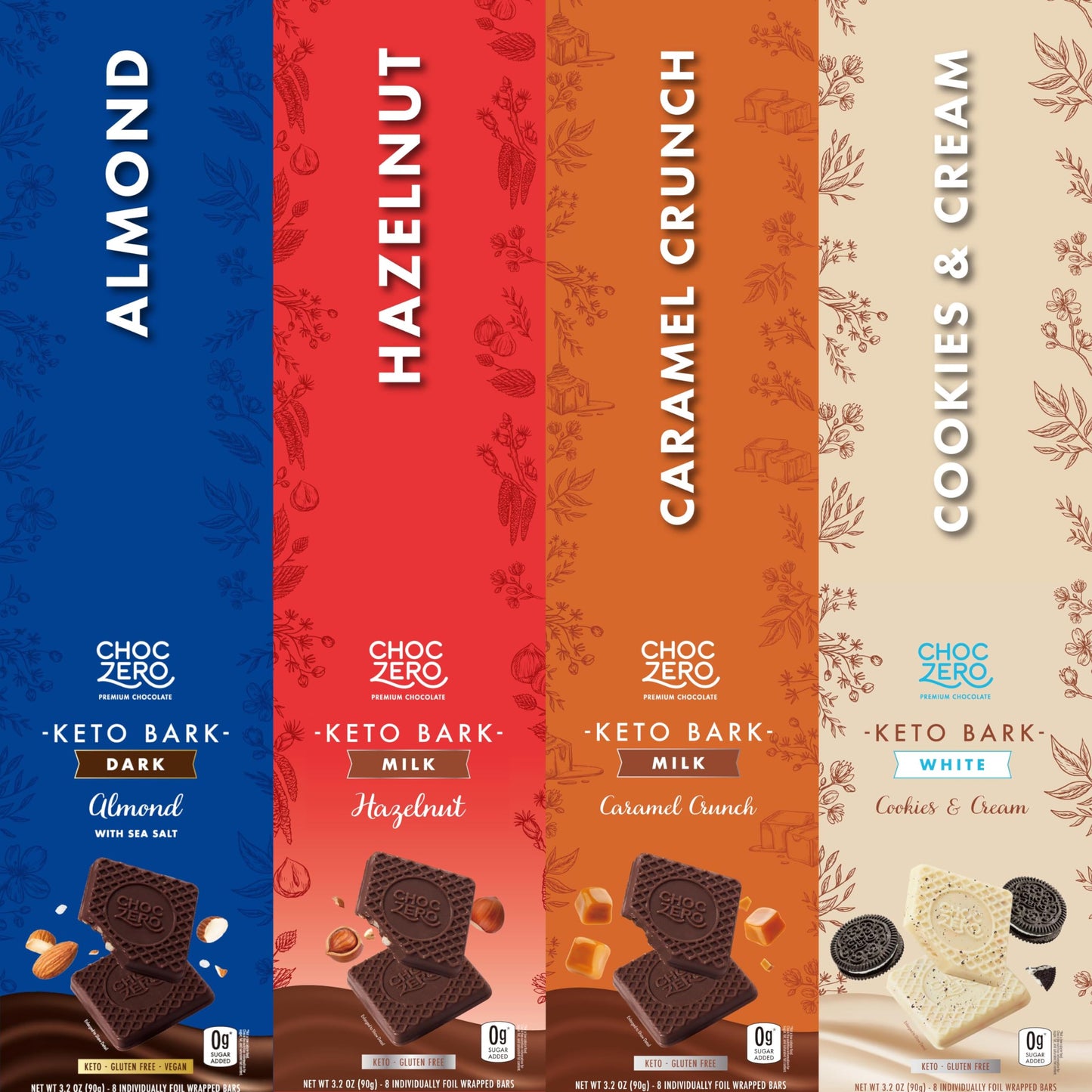 ChocZero Keto Bark, Dark Chocolate Almonds with Sea Salt, Sugar Free, Low Carb, No Sugar Alcohols, No Artificial Sweeteners, All Natural, Non-GMO, 6
