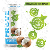 FrUve Super Water | Coco Colada Flavor | 12 16oz Cans | Healthy Drink | Zero Sugar | Low Calorie Drink | Powerful Antioxidants | Boosts Immune System