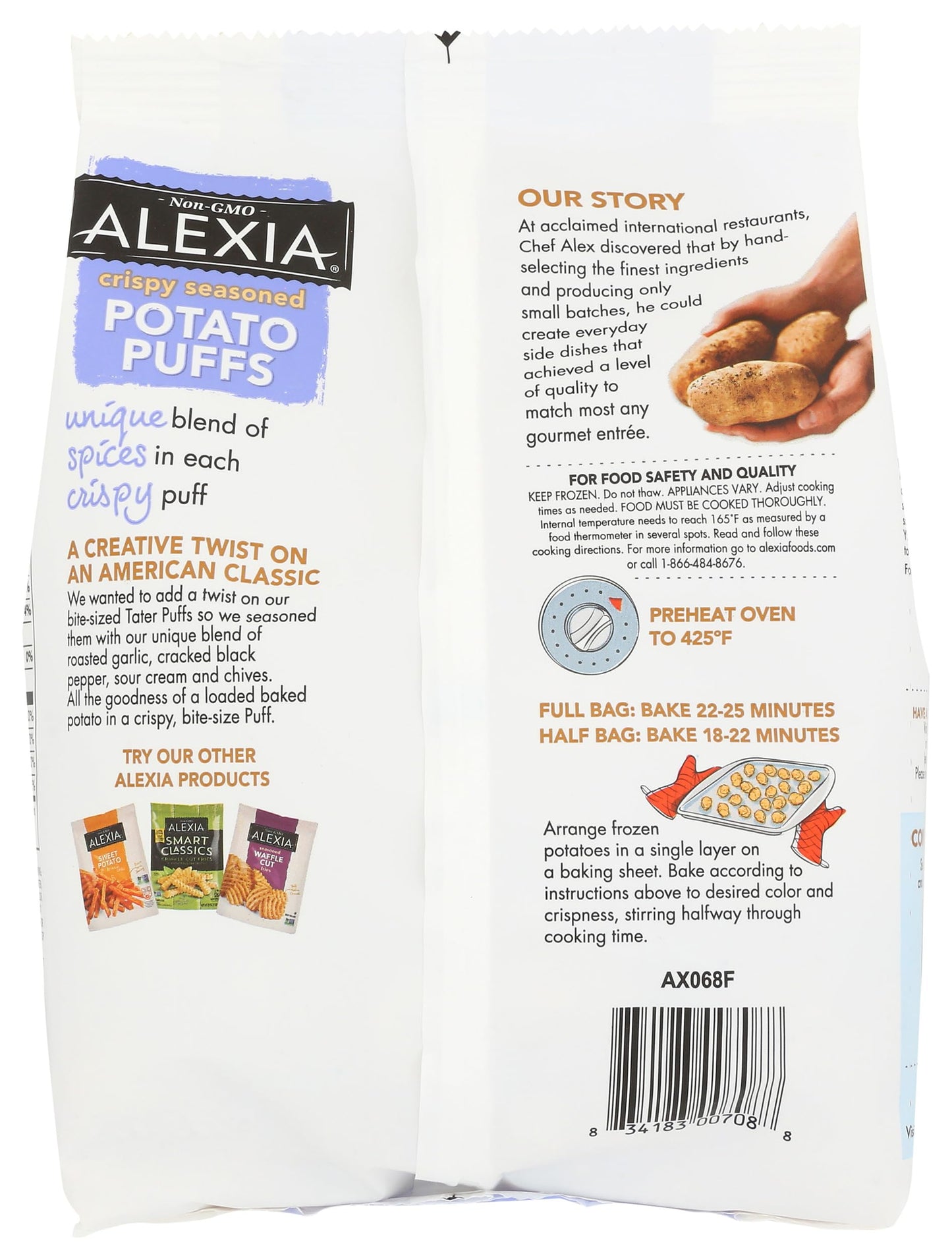 ALEXIA FOODS Roasted Garlic And Black Pepper Potato Puffs, 19 OZ