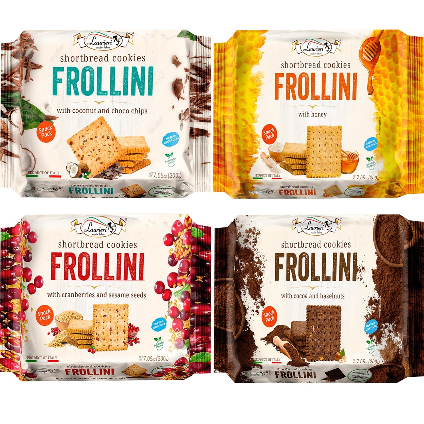 Tea Biscuits Cookies - Italian Shortbread Cookies - 4 Flavors - Breakfast Biscuits - Coffee Cookie Variety - Italian Cookies from Italy - Chocolate
