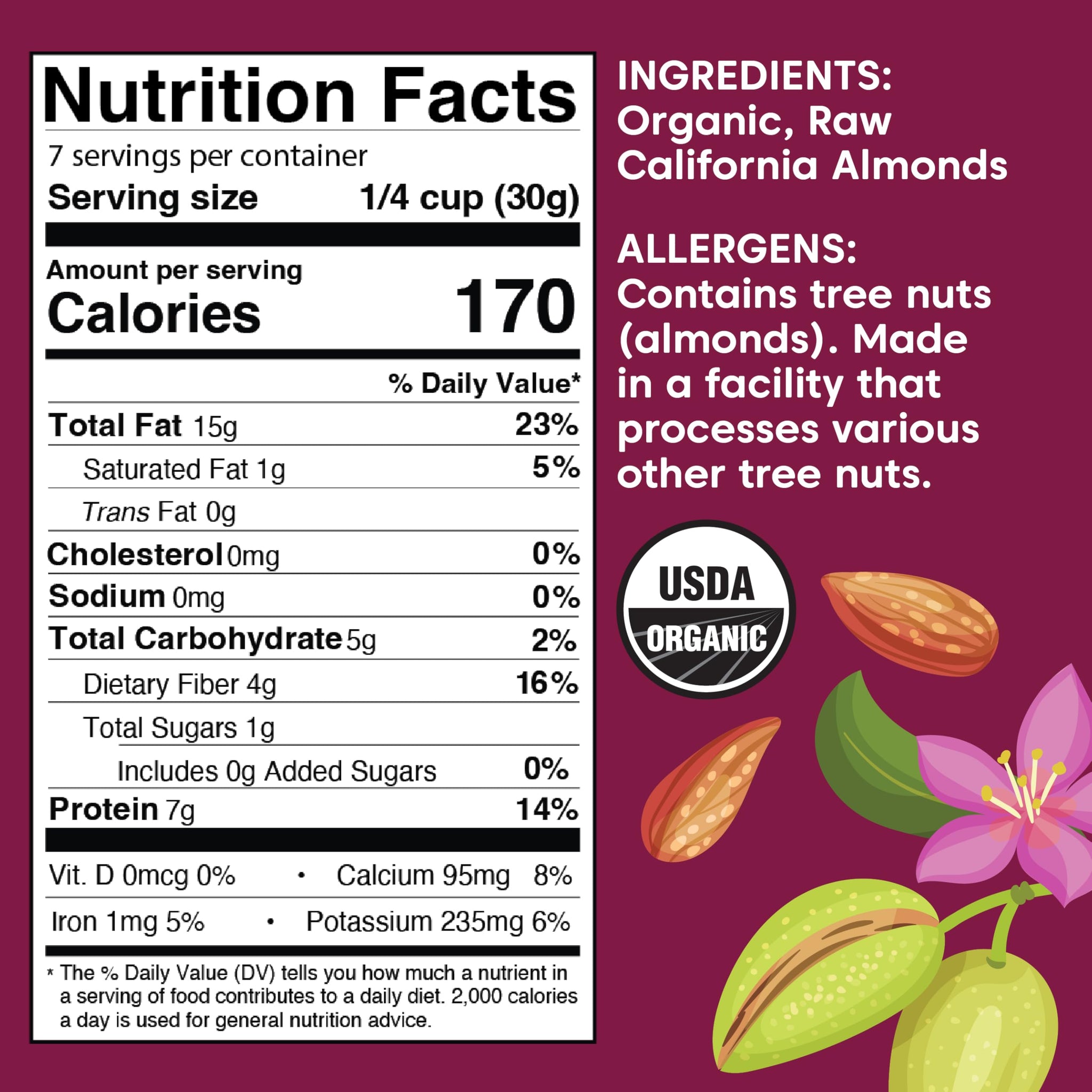Wilderness Poets California Almonds - Organic Raw Almonds, 2 Pound (32 Ounce)