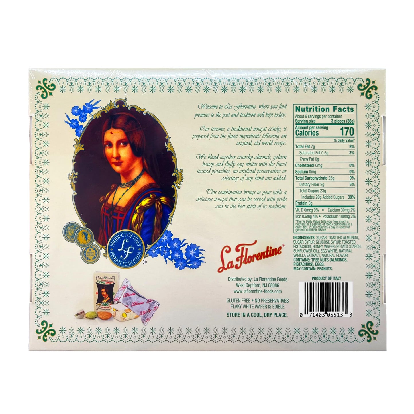 La Florentine Pistachio Torrone, 7.62 Ounce