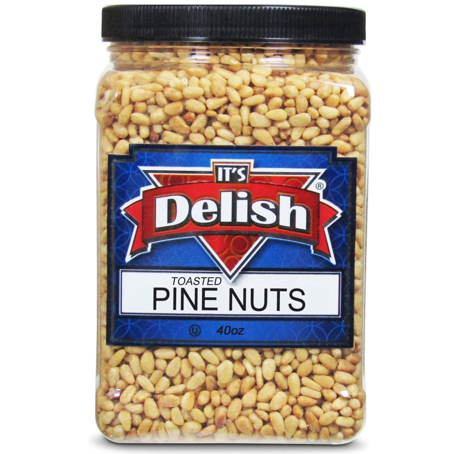 Gourmet Toasted Pine Nuts by It's Delish, 40 OZ (2.5 lbs.) Jumbo Container - Premium Pine Nuts Pignolias Dry Roasted - Healthy Snack, Topping