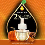 Air Wick Plug in Scented Oil Refill, Infused with Essential Oils, Plug in Air Fresheners for Home, Fall Scent, Fall Décor, Harvest Pumpkin & Spice, 5