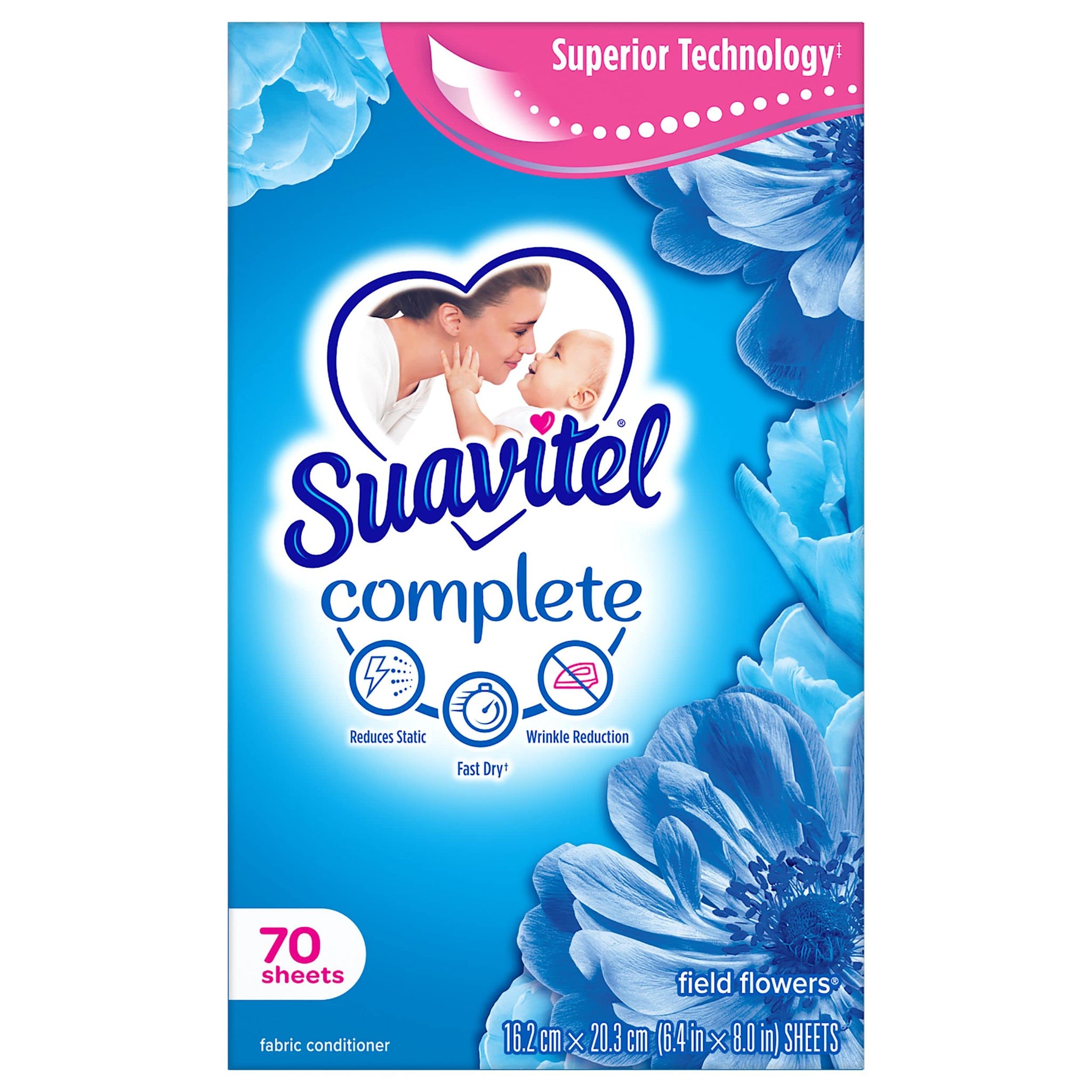 Suavitel Complete Fabric Softener Dryer Sheets, Field Flowers - 70 count