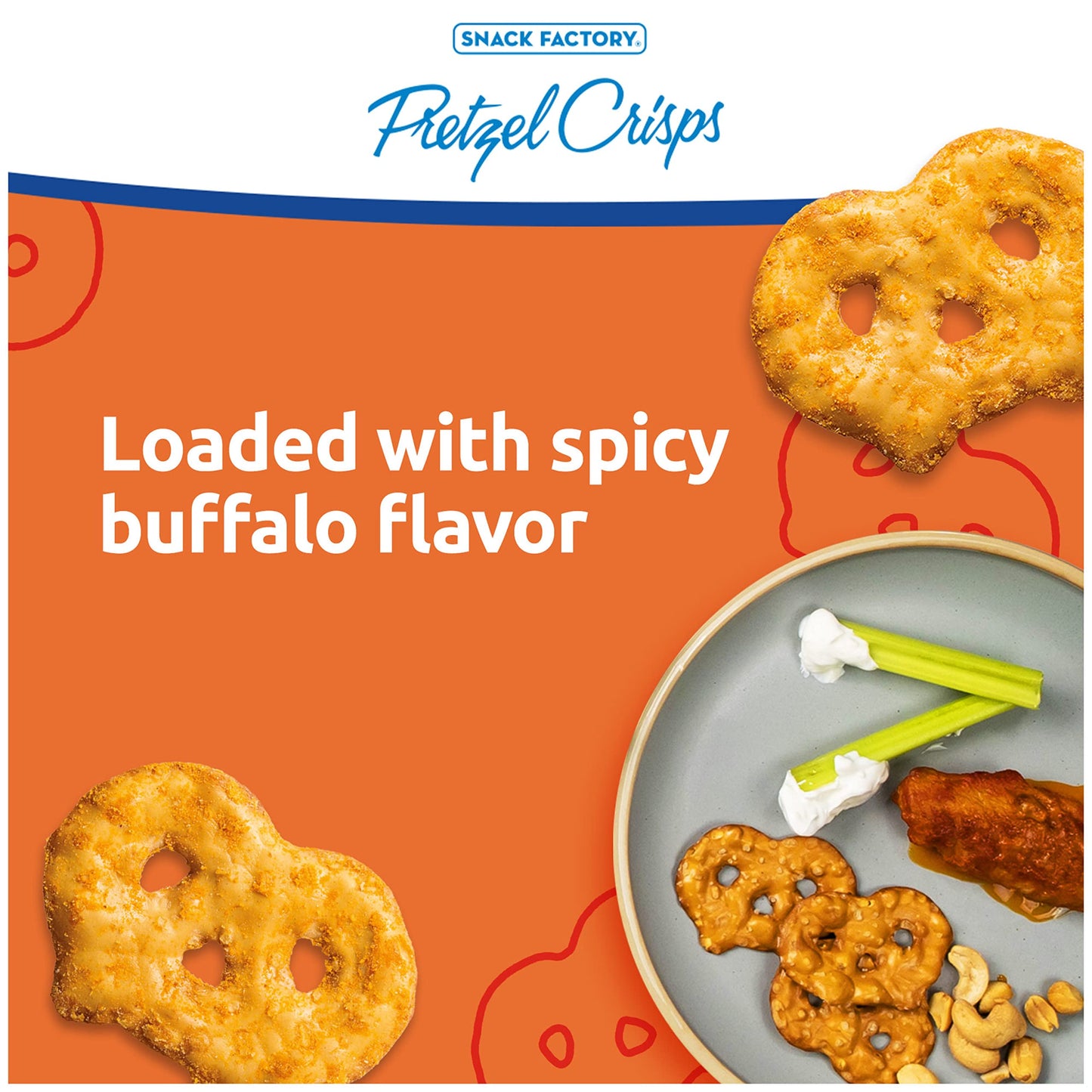Snack Factory Buffalo Wing Pretzel Crisps, Non-GMO, 7.2 OZ Resealable Bag