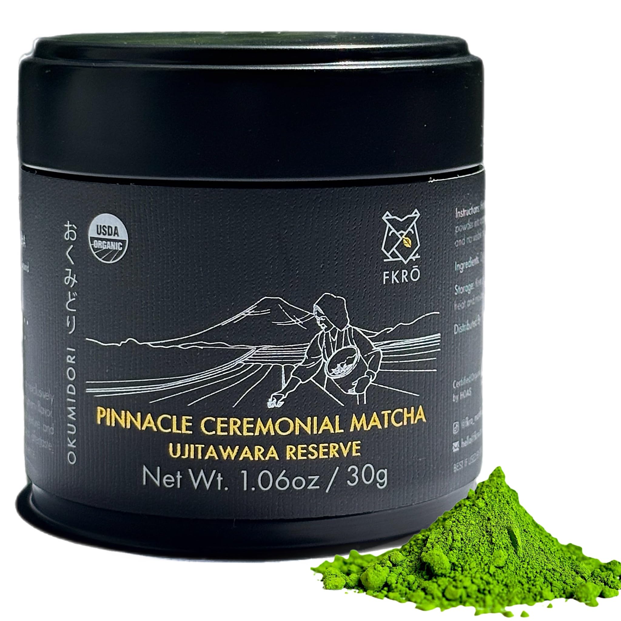 FKRO Pinnacle Reserve Okumidori Ceremonial Matcha Green Tea Powder | 1st Harvest Single-Cultivar from Ujitawara, Kyoto | Monthly Fresh from Japan