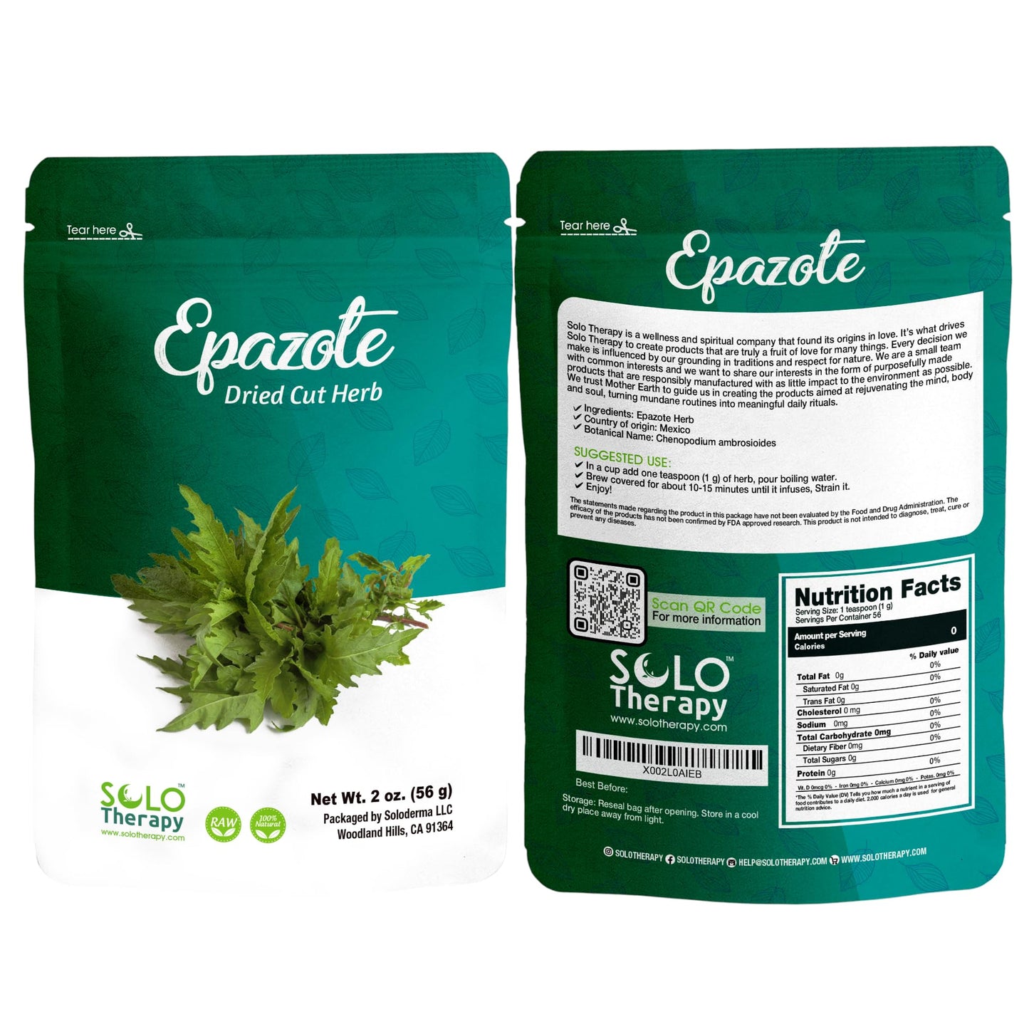 Epazote Dried Cut Herb, 2 oz, Epazote Natural, Mexican Seasoning, Epazote Spice,Resealable Bag, Product From Mexico, Packaged in the USA (2 oz.)