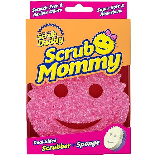 Scrub Daddy Dual Sided Texture Changing Sponge/Scrubber - Super Absorbent Sponge Side - Scrub Mommy (Pink) - 1 Count