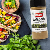 Badia Ground Jalapeno, 2 oz - Green Chili Powder Jalapeño Spice - Zesty Flavor, Medium Heat for Tacos, Meats, Salsa & Chili