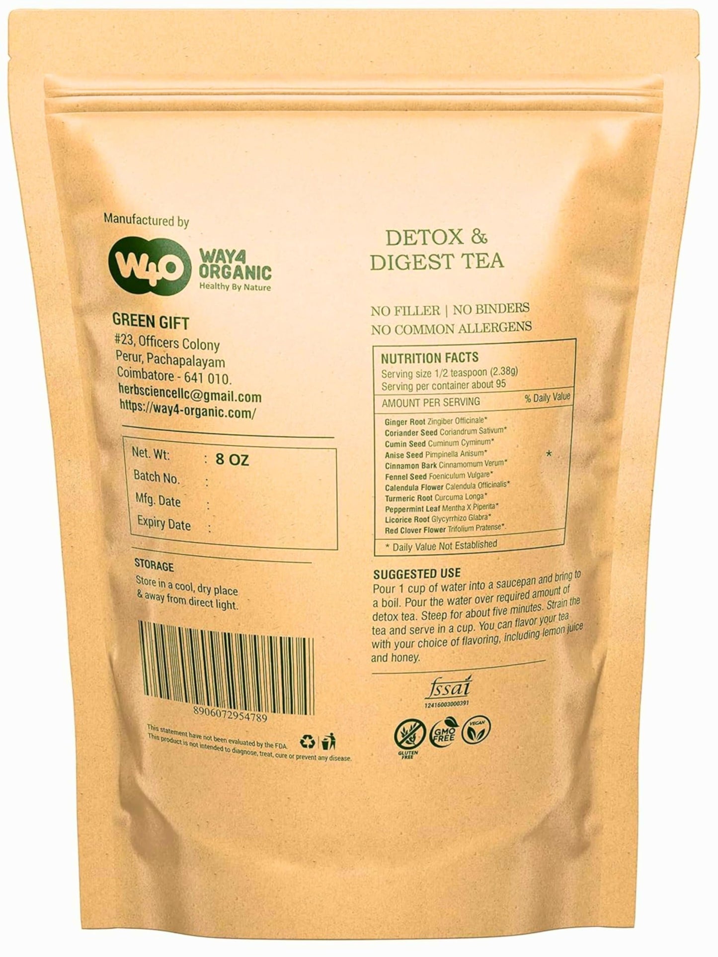 Detox and Digest CCF Tea with Ginger, Turmeric and Licorice Tea 8 Ounces (Pack of 1), 11 Herbs Benefits in One Tea
