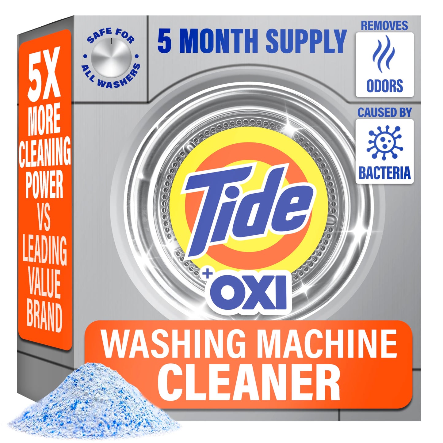 Washing Machine Cleaner by Tide, Washer Machine Cleaner with Oxi for Front and Top Loader Washer Machines, Deep Cleaning Residue & Odor Eliminator, 5