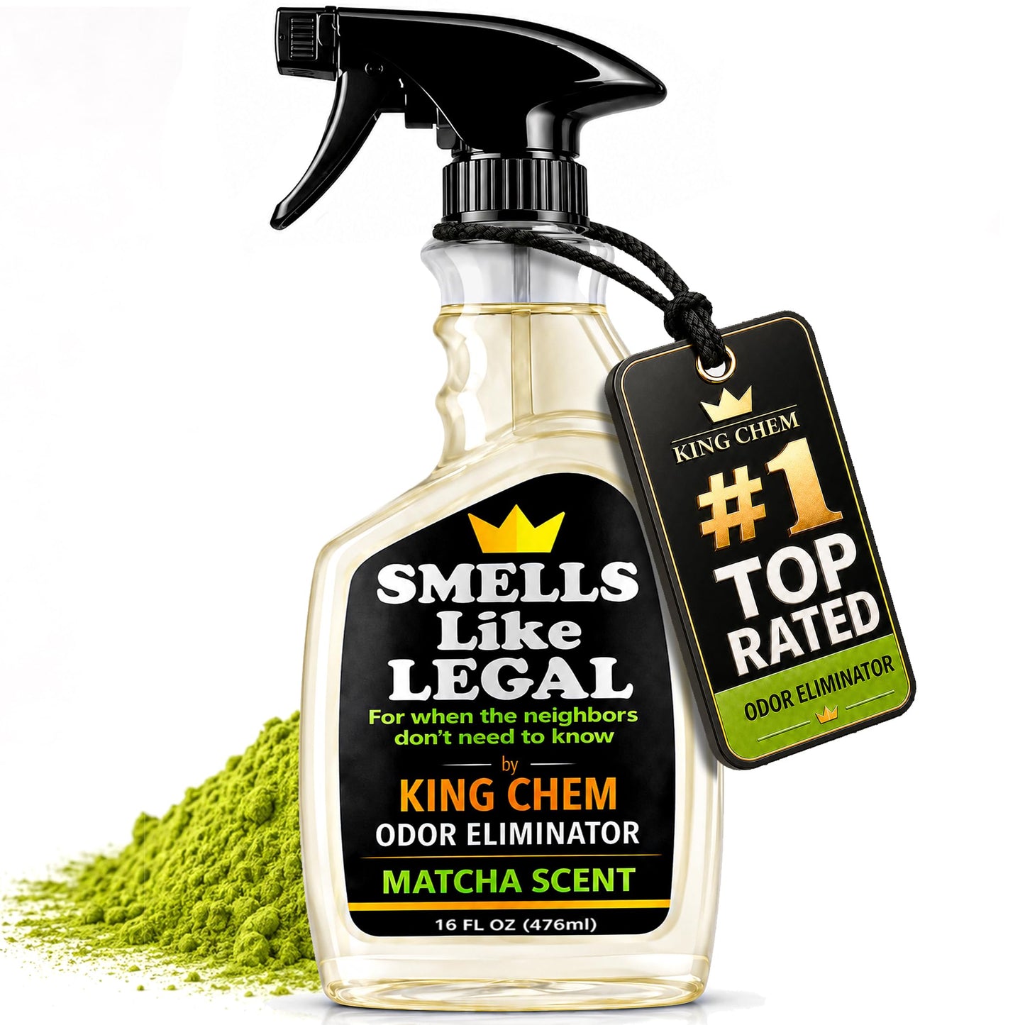 Smells Like Legal™ Matcha Odor Eliminator Spray - Powerful Commercial-Grade - Eliminates Smoke, Pet & Food Odors at source - Fabric-Safe, Non-Staining