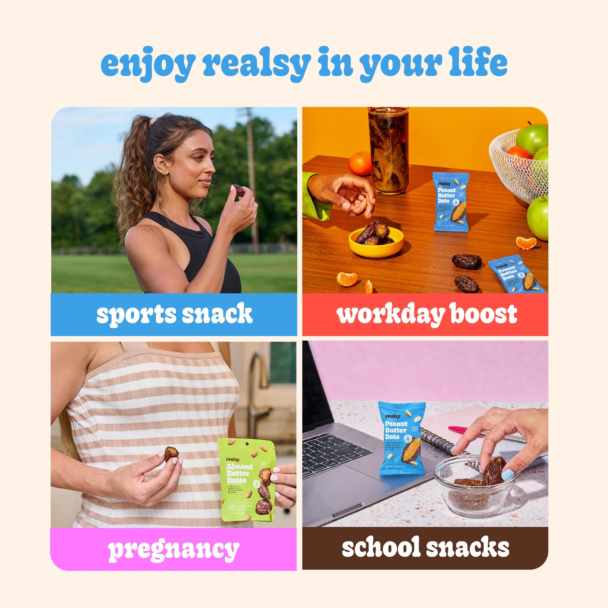 Realsy Stuffed Medjool Dates, Organic Dates with No Sugar Added, Gluten-Free, Vegan, All Natural Healthy Snack, Single Wrapped (40 ct) (Peanut Butter)