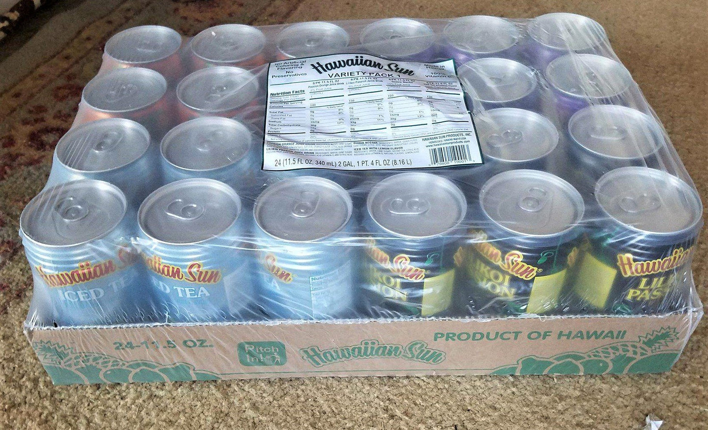 Hawaiian Sun Tropical Fruit Drinks 11.5 fl oz Cans (Variety Pack, 24 Cans)