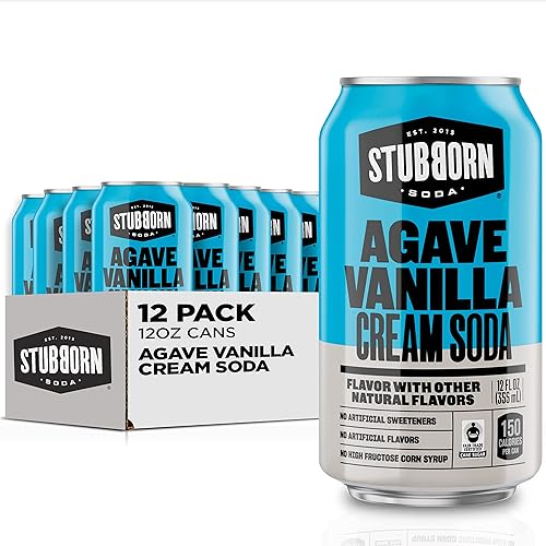 Stubborn Soda, Agave Vanilla Cream Soda, 12 Fl Oz Cans (Pack of 12)