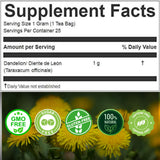 Hanan Dandelion Root Tea 25 Herbal Teabags - Support Kidney Function, Liver Cleanse Detox & Repair, Digestion Tea - Diente de Leon Dandelion Leaves