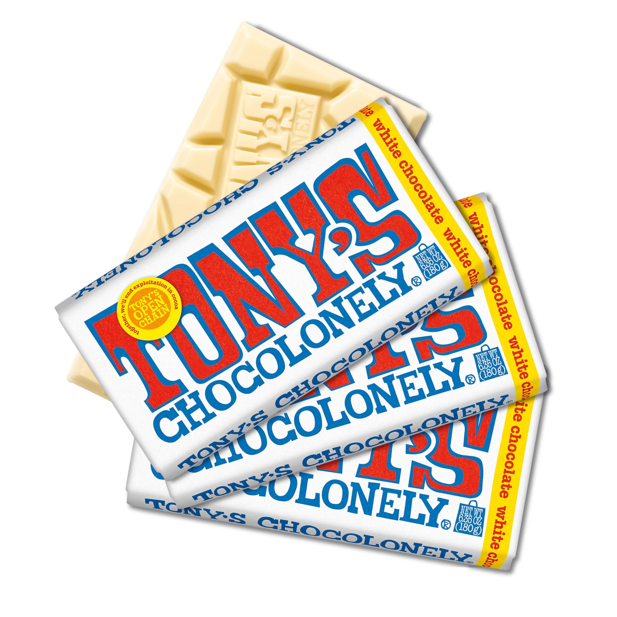 Tony’s Chocolonely Belgian White Chocolate Candy Bar, Pure Chocolate Bars for Snacks, Party Favors, Gifts, Baking, or Gift Basket, Made From Quality