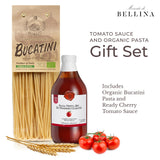 Mercato di Bellina Gourmet Pasta and Sauce Gift Set - Organic Bucatini Noodles with Authentic Italian Pasta Sauce - Italian Food Gifts Imported from