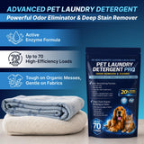 Pet Laundry Detergent Pro Enzyme Odor Remover - Deep Clean of Stubborn Stains - Urine (Dog, Cat, Puppy Accidents), Feces & Vomit, Saliva & Drool