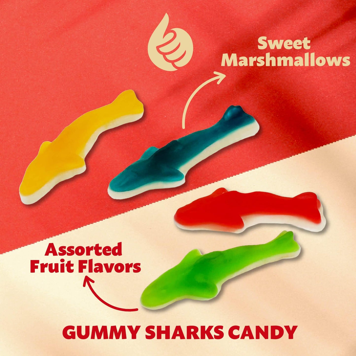 Gummy Sharks Candy | 2-Pound Bag | Assorted Flavors - Cherry, Lime, Blue Raspberry, Lemon