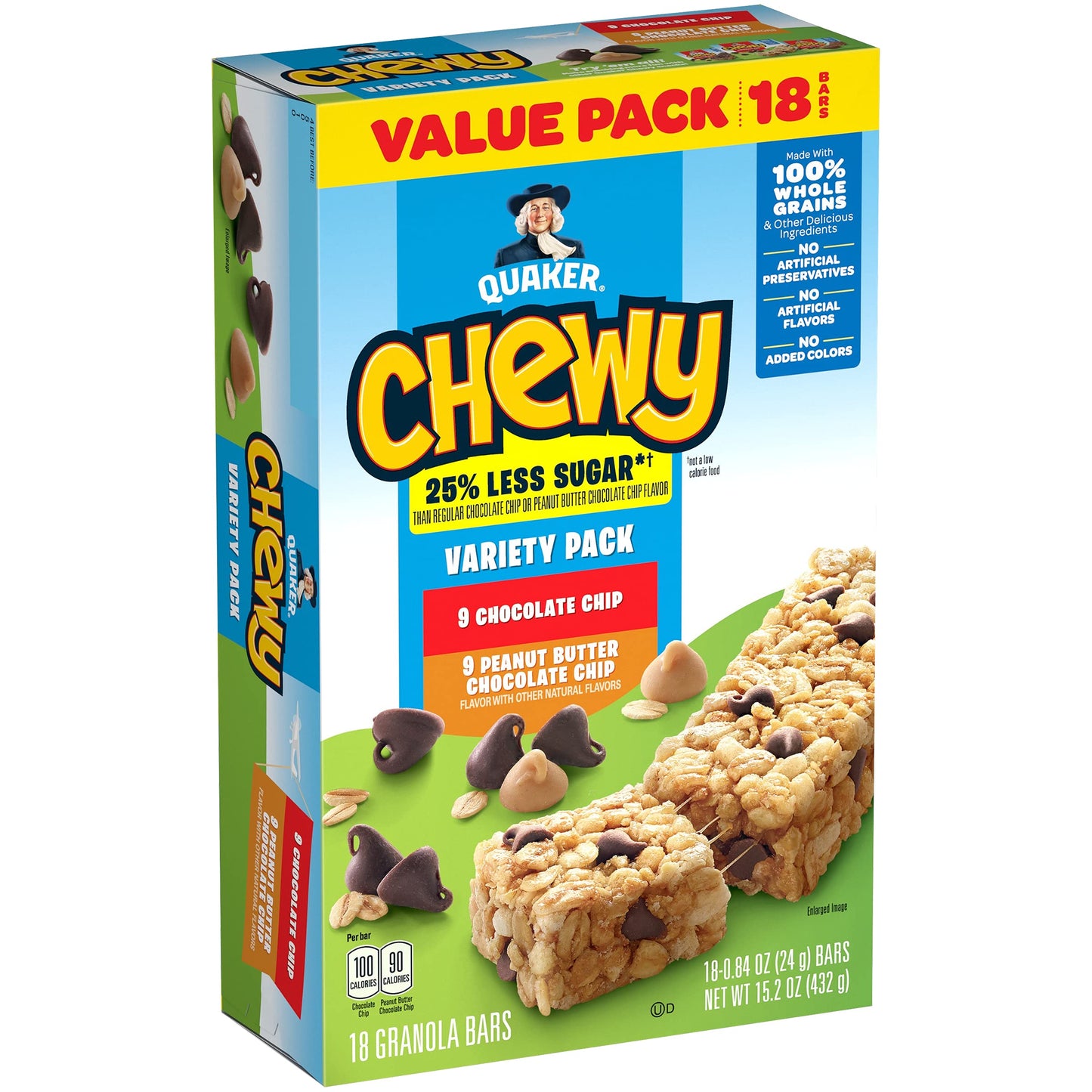 Quaker Chewy Granola Bar Variety Pack, 0.84 Oz, 18 Ct