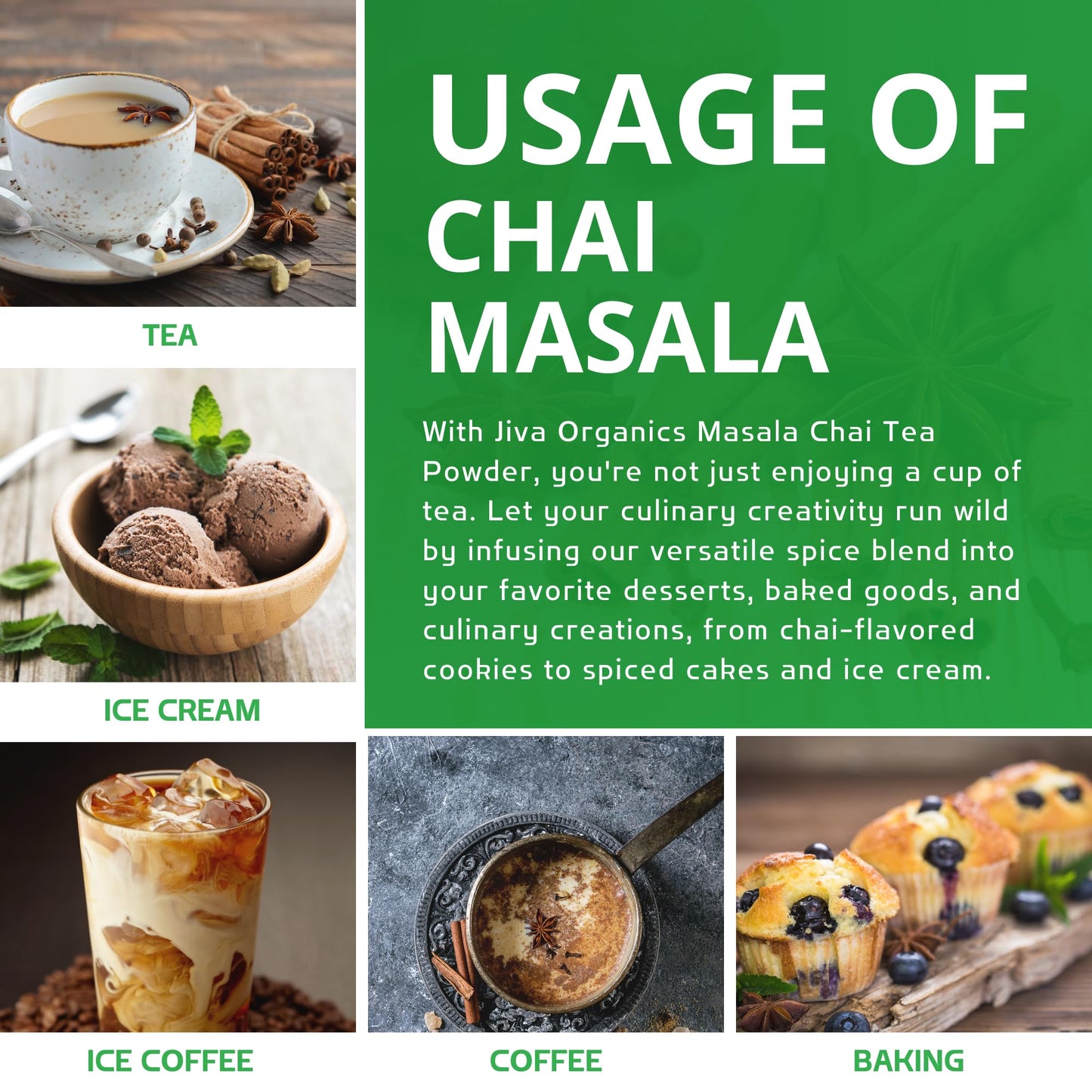 Jiva Organic Traditional Masala Chai Tea Powder Spice Blend 3.5 Ounce - Made with All Organic Spices - Easy Indian Tea Preparation
