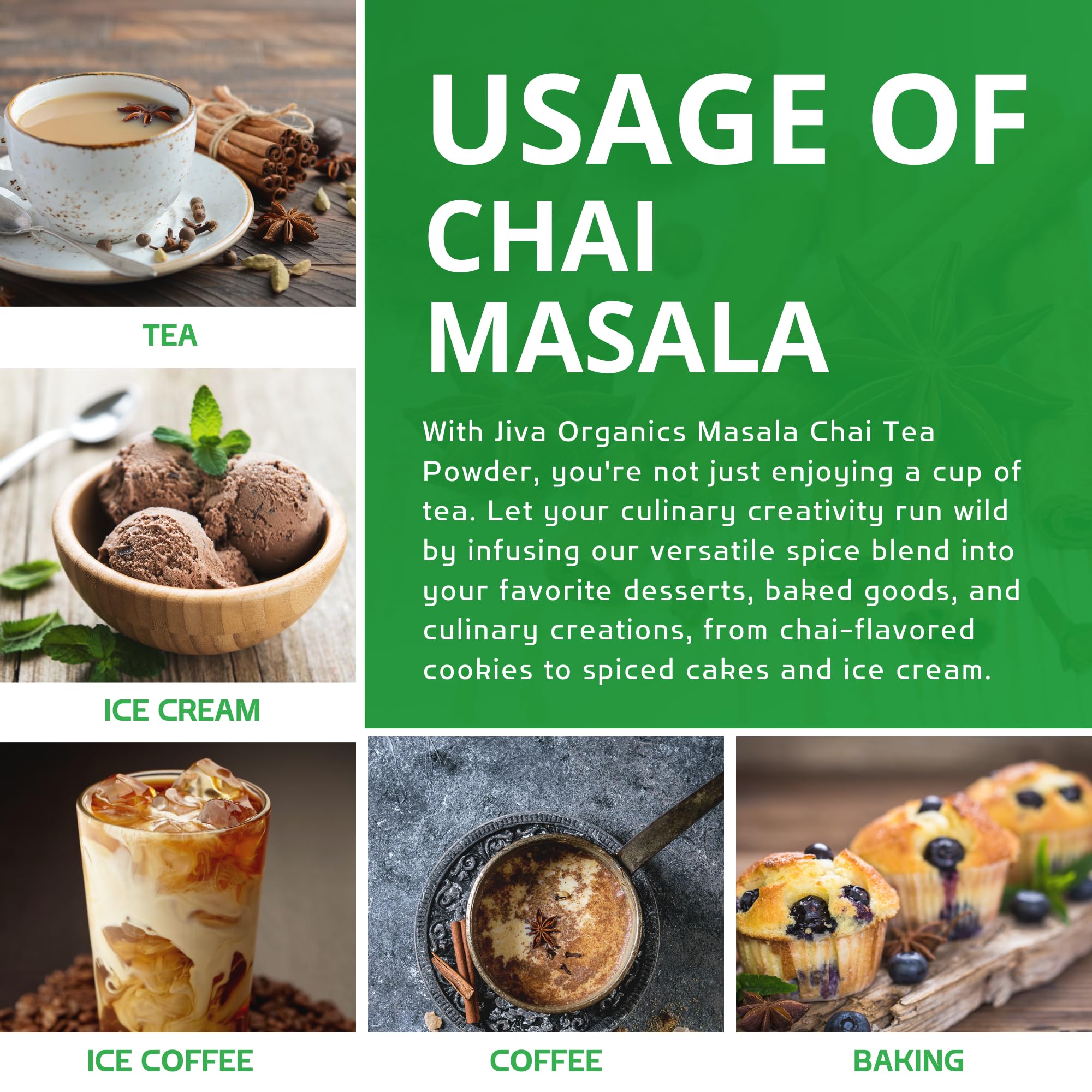 Jiva Organic Traditional Masala Chai Tea Powder Spice Blend 3.5 Ounce - Made with All Organic Spices - Easy Indian Tea Preparation