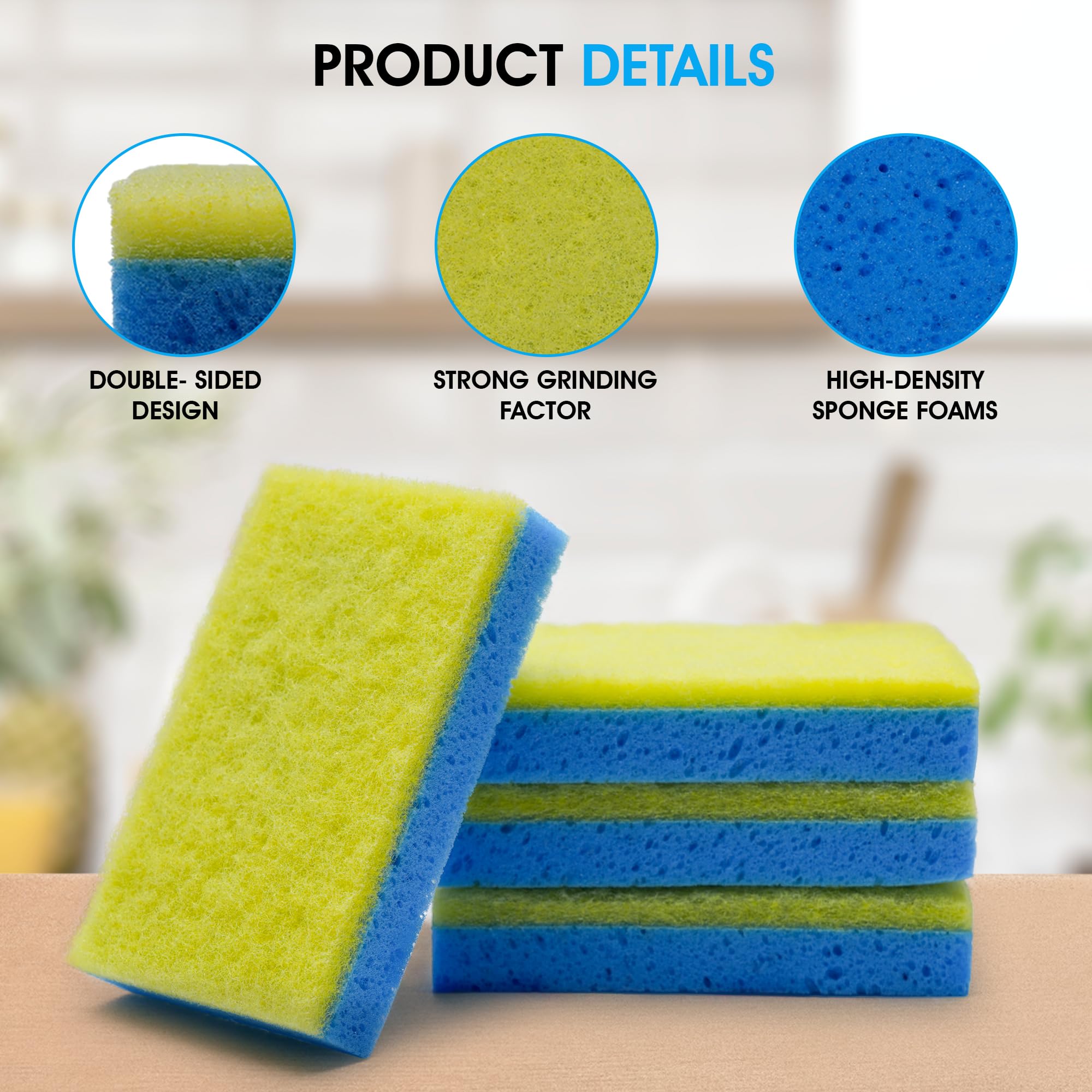 S.M. Arnold Scrub Away™ Plus Sponges, 4-Pack - 3" x 5" Non-Abrasive Dual-Sided Cleaning Tool for Car Detailing, Home & Office, Safe on Leather