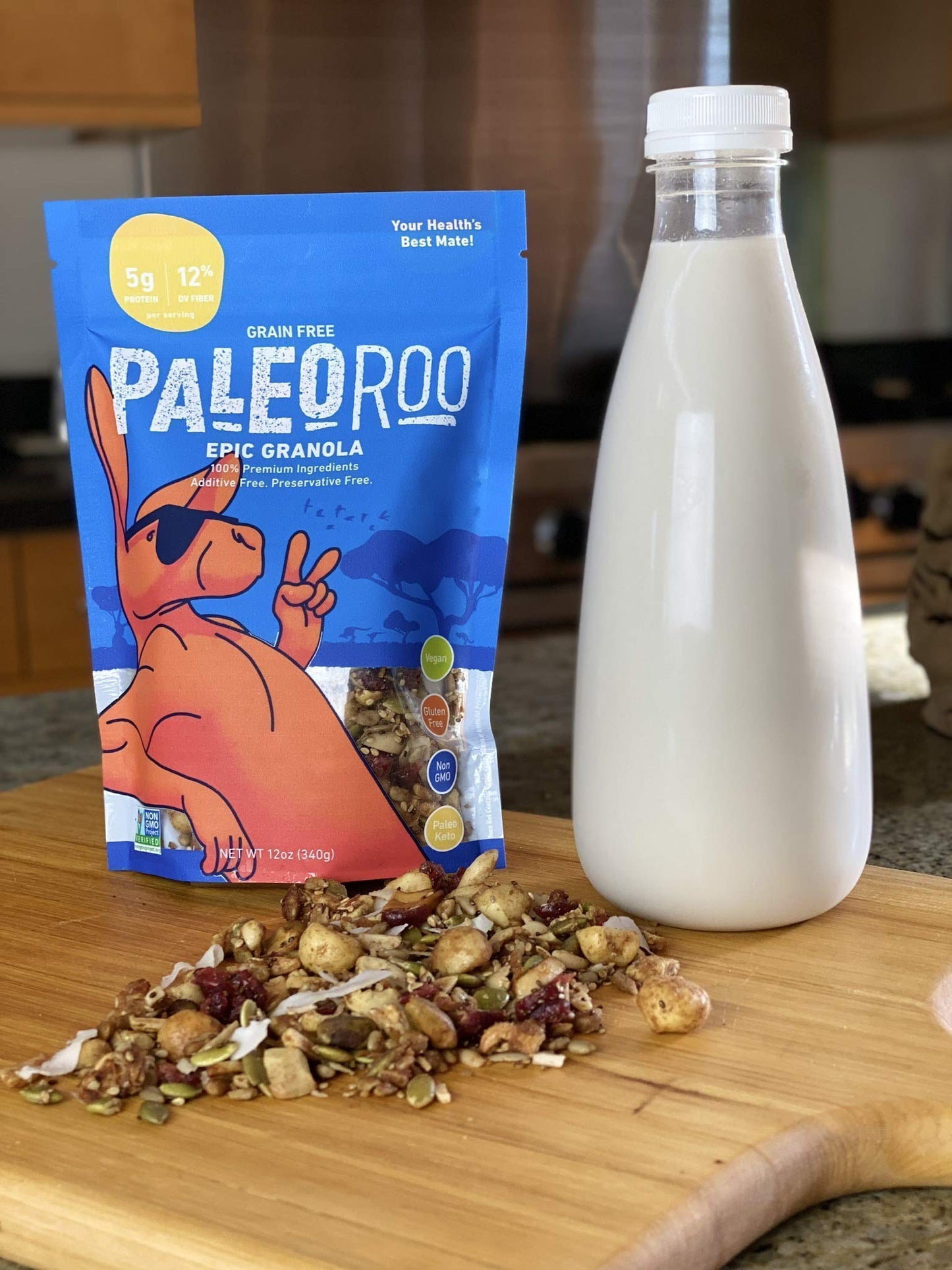 PaleoRoo Epic Granola (3-Pack), Paleo, Keto-Friendly, Vegan, Non-GMO Cert. Premium Granola
