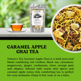 Nelson's Tea Caramel Apple Chai Tea Loose Leaf - Cut & Sifted Red Rooibos Loose Leaf Tea, Black Tea with Cinnamon Chips, Peppercorn, Ginger Root