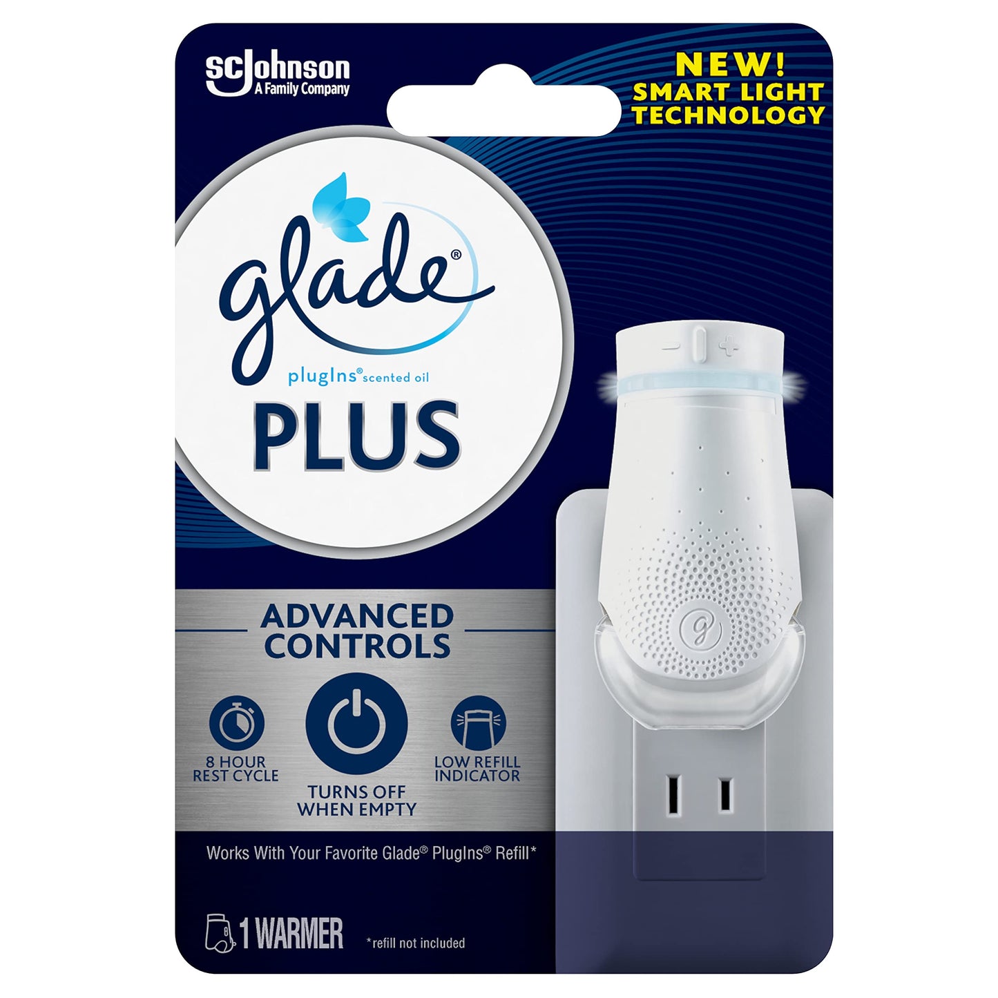 Glade PlugIn Plus Air Freshener Starter Kit, Scented Oil for Home and Bathroom, 1 Warmer + Refills (Warmer & 2 Berry Splash Plugins)