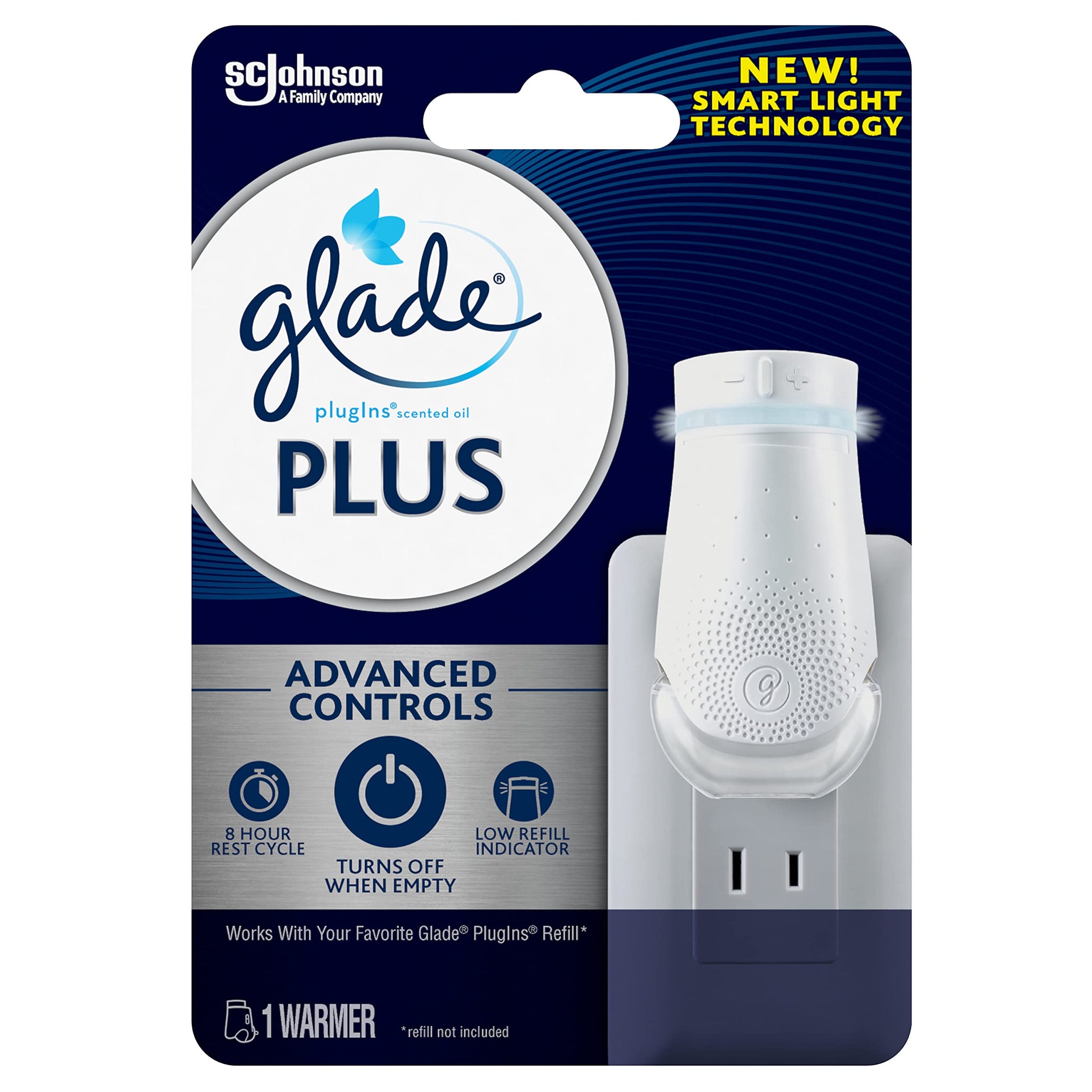 Glade PlugIn Plus Air Freshener Starter Kit, Scented Oil for Home and Bathroom, 1 Warmer + Refills (Warmer & 2 Berry Splash Plugins)