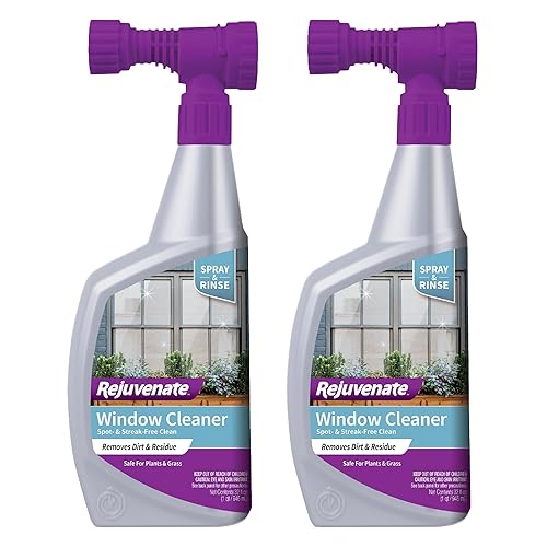 Rejuvenate Window Cleaner, 32 Ounces, Non-Toxic Outdoor Window Cleaner With Hose-End Adapter Quickly Removes Dirt For A Spot- And Streak-Free Shine, 2