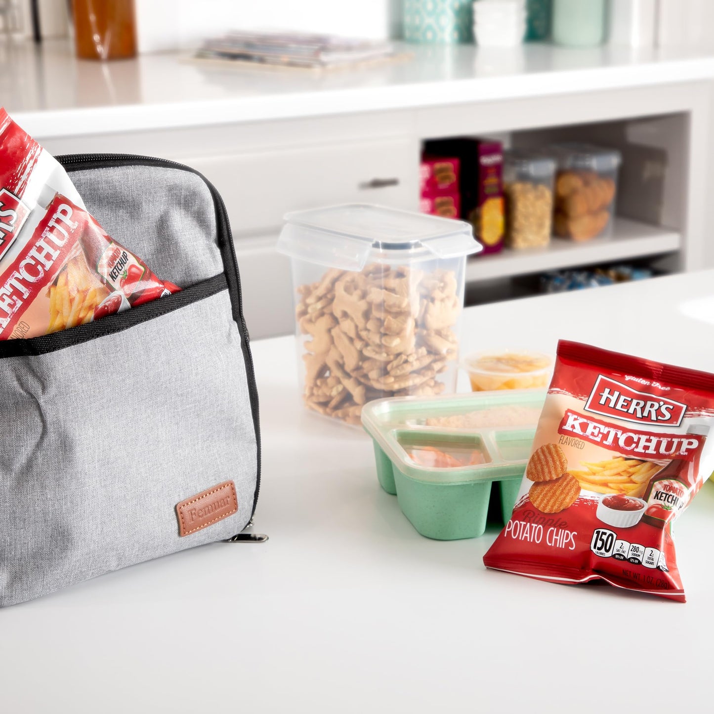 Herr's Ketchup Ripple Potato Chips Sample Pack (Pack of 12, 1 Ounce Bags) - Bold and Tangy Ketchup-Flavored Chips - Fun for Snacking and Sharing