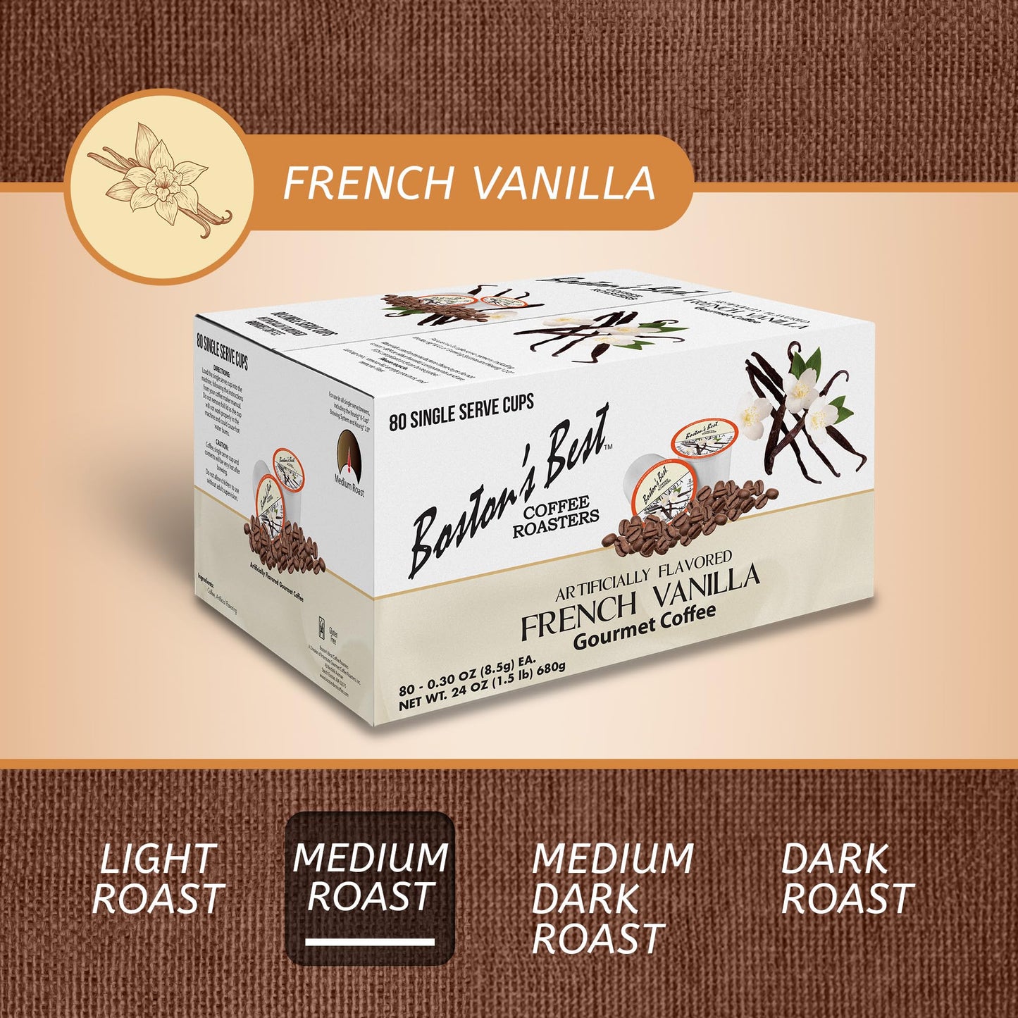 Boston’s Best - French Vanilla Medium Roast Gourmet Delicious Flavored Coffee Compatible with Keurig Coffee Maker, 1 Count (80 Single Serve Cups)