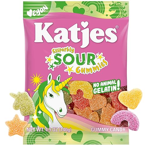 Katjes Vegan Sour Gummies, Wildly Good Sour Soft & Flavorful Gummy Candy, Colorful Whimsical Shapes, No Artificial Dyes or Flavors, Gelatin Free, Kids