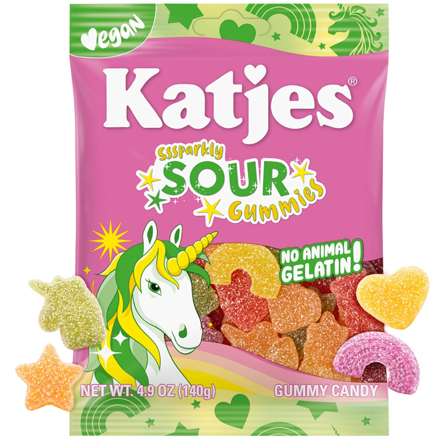 Katjes Vegan Sour Gummies, Wildly Good Sour Soft & Flavorful Gummy Candy, Colorful Whimsical Shapes, No Artificial Dyes or Flavors, Gelatin Free, Kids