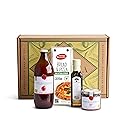Mercato di Bellina Organic Pizza Kit Gift Basket - Authentic Homemade Gluten Free Pizza Making Kit for Home Cooks, Italian Gift Basket Includes Organic Crust Mix, Sauce, EVOO & Sun-Dried Tomatoes