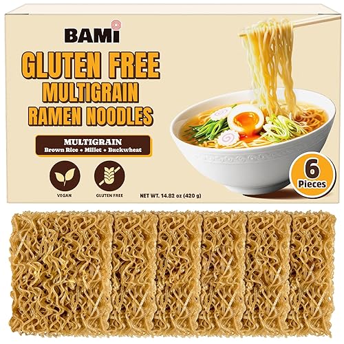 Gluten Free Ramen Noodles Multigrain (6 packs) Millet And Brown Rice Ramen Noodles Plain, Gf Ramen, Low Sodium, Vegan, Healthy Buckwheat Noodles No