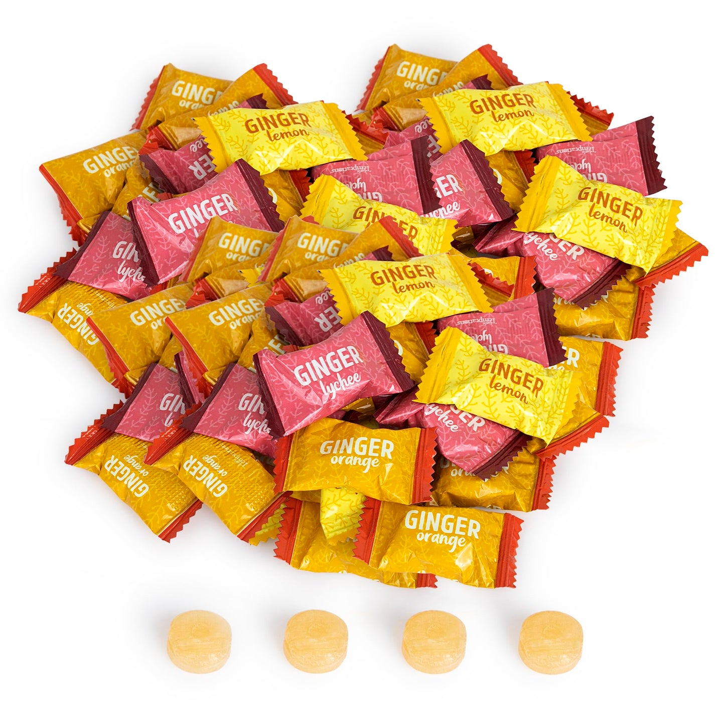 Ginger Candy Assorted Fruit Flavors, 2 lb bag, Individually Wrapped Healthy Candy, The Sweet and Spicy Natural Remedy for Anti-Nausea and Digestion