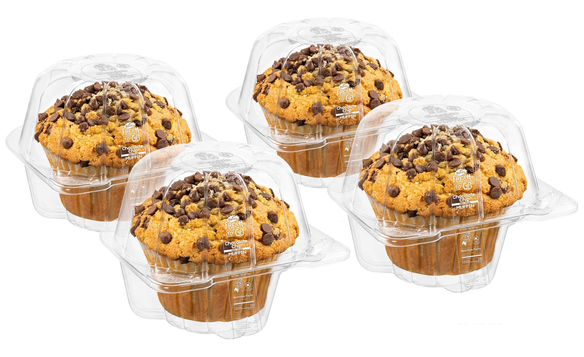 Fresh Bakery Muffins | Chocolate Chip Muffins | 4 Individually Wrapped Muffins Included | Delicious Coffee Cake | 4 oz Per Muffin | Stern’s Bakery