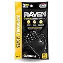 SAS Safety 66511 Raven Powder-Free Nitrile Gloves, Large, 3-Pack