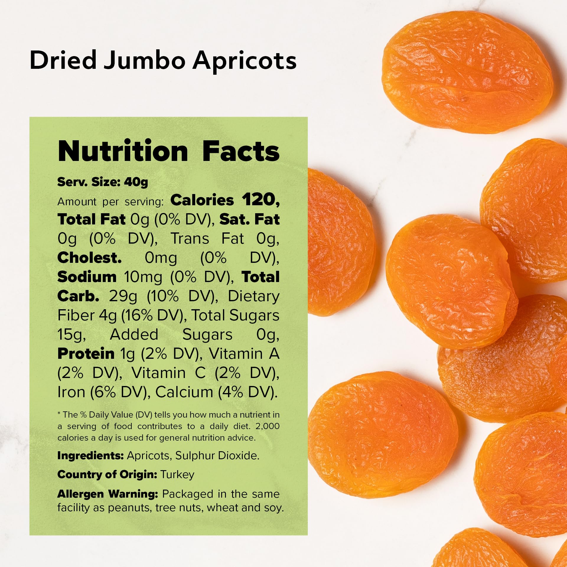 NUTS U.S. - Dried Apricots | Jumbo Size Turkish Apricots | No Added Sugar & Color | Chewy and Juicy Texture | Non-GMO and No Added Flavor | Whole