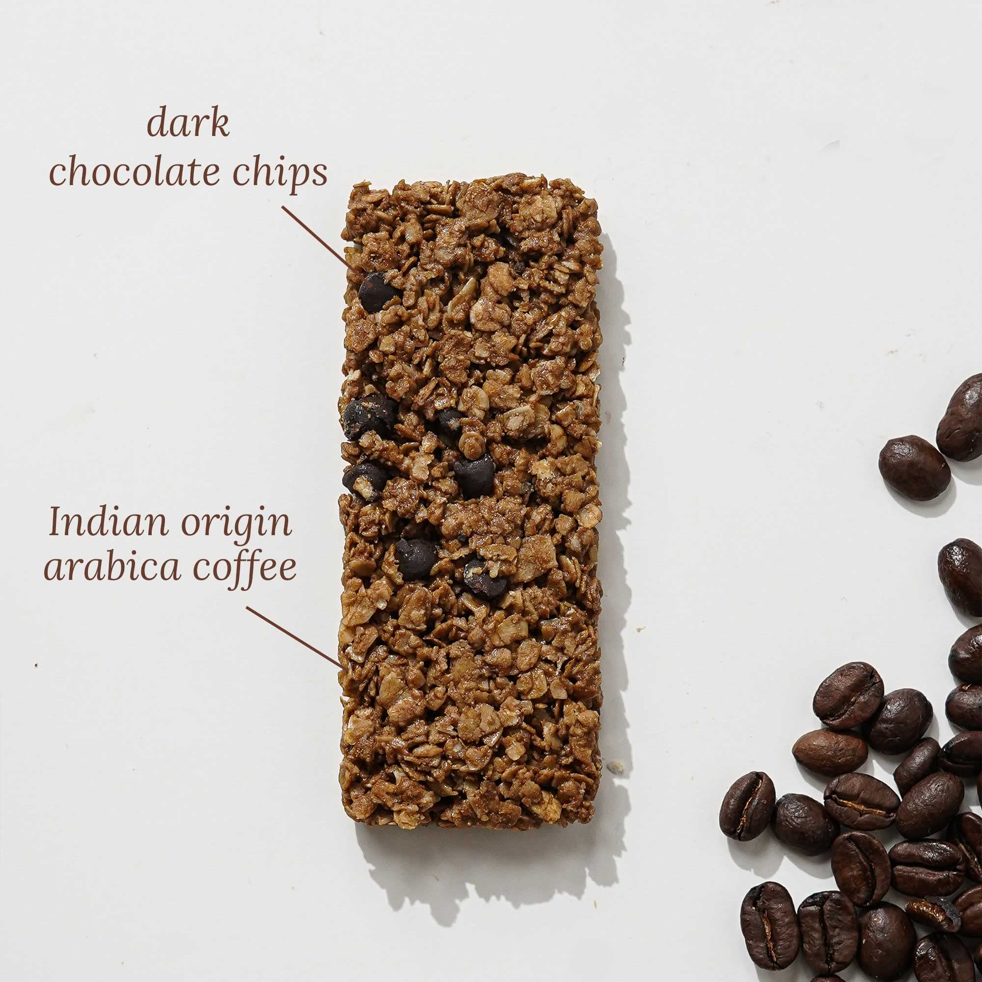 Monsoon Harvest Crunchy Millet Granola Bars - Dark Chocolate Espresso - Pack Of 6 Healthy Breakfast Bars (40 Grams Each)