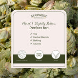 Starwest Botanicals Dried Hops Flowers Whole - Herb for Hot Water & Tea, Use in Herbal Blends, Natural Pine & Citrus Notes, Certified Kosher - 4 oz