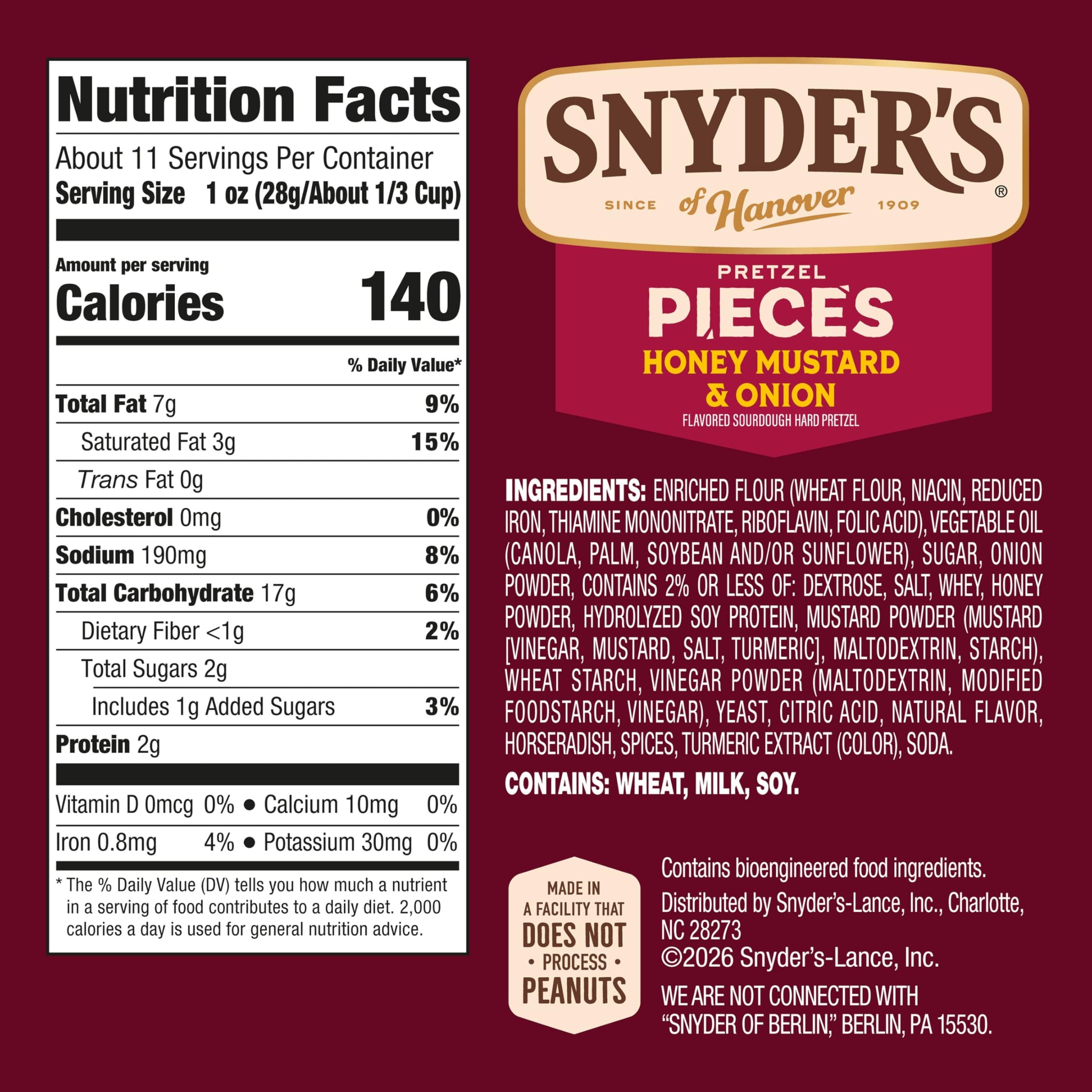 Snyder's of Hanover Honey Mustard & Onion Flavored Pretzel Pieces, 11.25 Oz