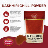 Spicy World Kashmiri Chili Powder Red 7 Ounce Resealable bag | All Natural Low Heat, Chili Powder - Red Pepper Powder