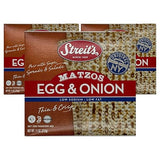 Streit's Egg & Onion Matzo - Thin & Crispy, Low Sodium, Low Fat, Family Owned, Kosher Certified, Pair with Soups, Spreads & Salads (11oz, Pack of 3)