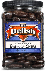Dark Chocolate Covered Banana Chips by Its Delish, 3 Lbs Jumbo Container | Gourmet Dark Chocolate Banana Chips, Healthy Snacks Chocolate Fruit, USA